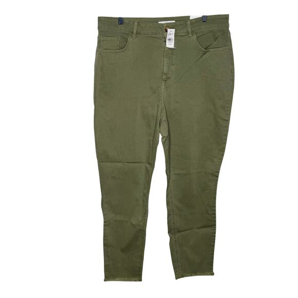 Loft High Waist Skinny Crop  Woman’s 14 Green High Rise Raw Hem NWT - Picture 1 of 16